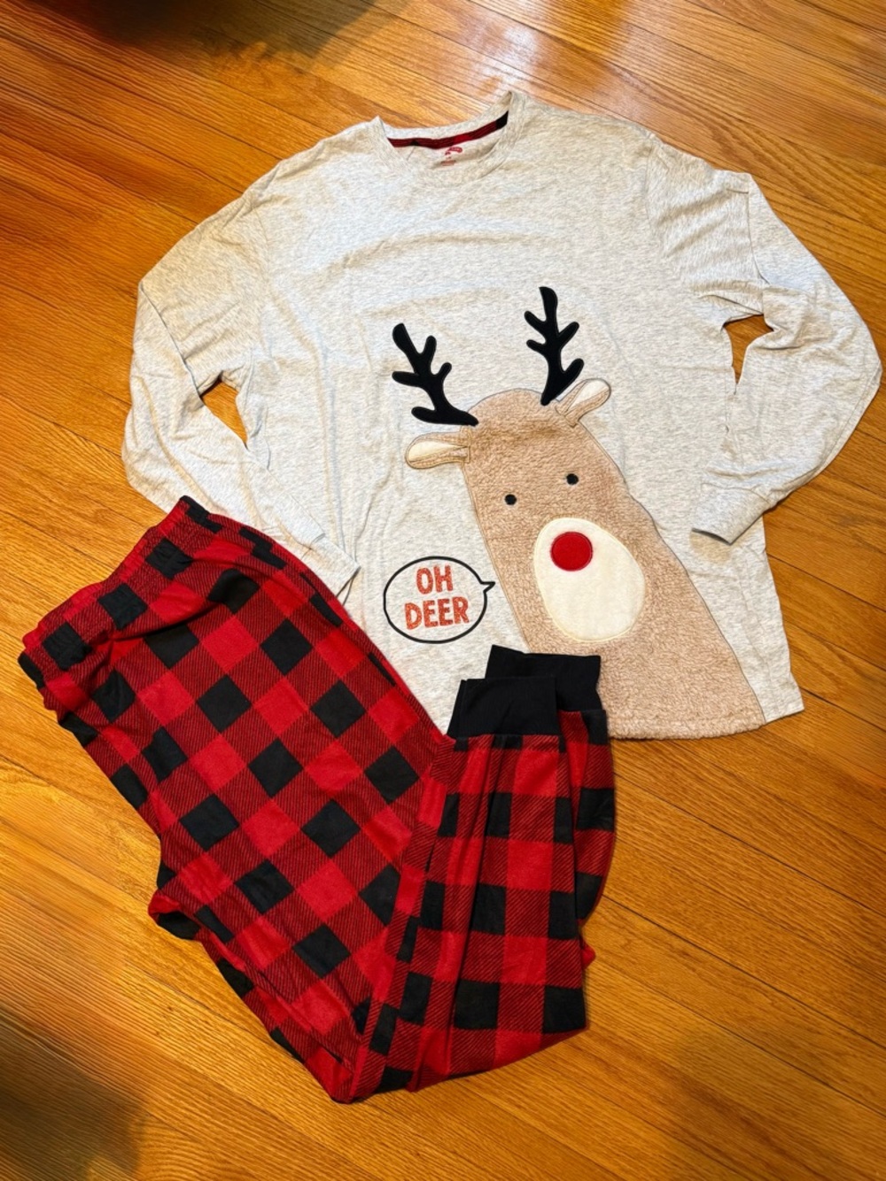 Mens Plaid Deer Christmas Pajamas